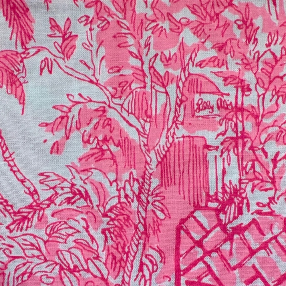 Lilly Pulitzer Hot Pink Toile Drawstring Pouch with Gold Script - Picture 4 of 5